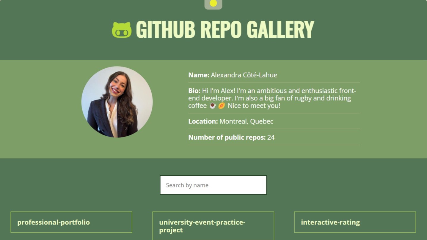 GitHub Repo Gallery Project Screenshot